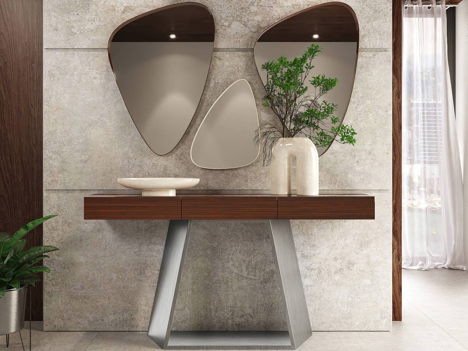 Consola y espejos Recibidor moderno con espejo en Murcia, mueble zapatero diseño moderno en Cartagena, consola entrada estilo industrial, cuadro decoración pared salón, mesa centro redonda moderna, mesa escritorio pequeña, muebles auxiliar estilo nórdico, decoración pared moderna en Murcia, zapatero estrecho con espejo en Murcia. Tienda decoración en Murcia