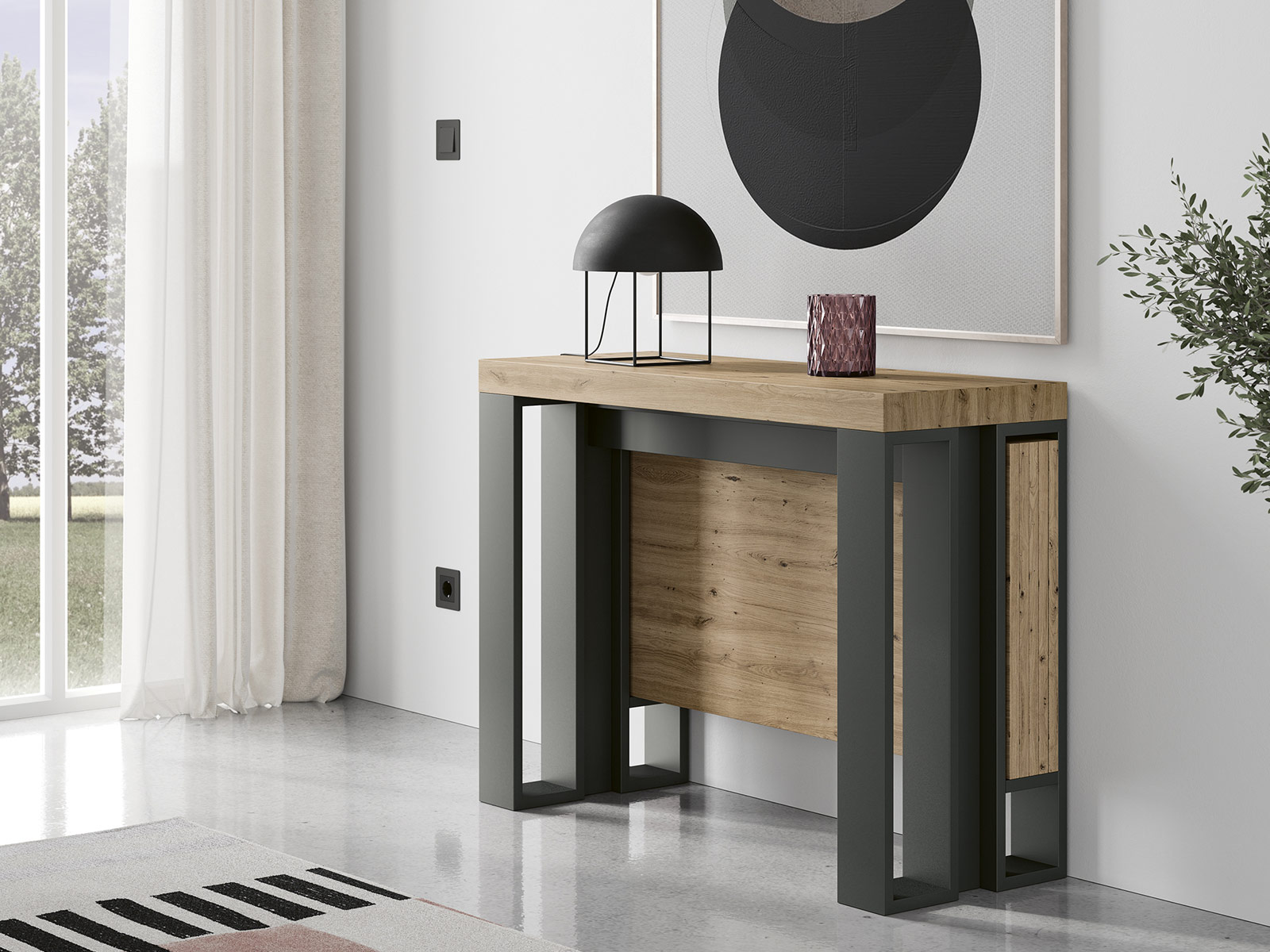 Recibidor moderno con espejo en Murcia, mueble zapatero diseño moderno en Cartagena, consola entrada estilo industrial, cuadro decoración pared salón, mesa centro redonda moderna, mesa escritorio pequeña, muebles auxiliar estilo nórdico, decoración pared moderna en Murcia, zapatero estrecho con espejo en Murcia. Tienda decoración en Murcia