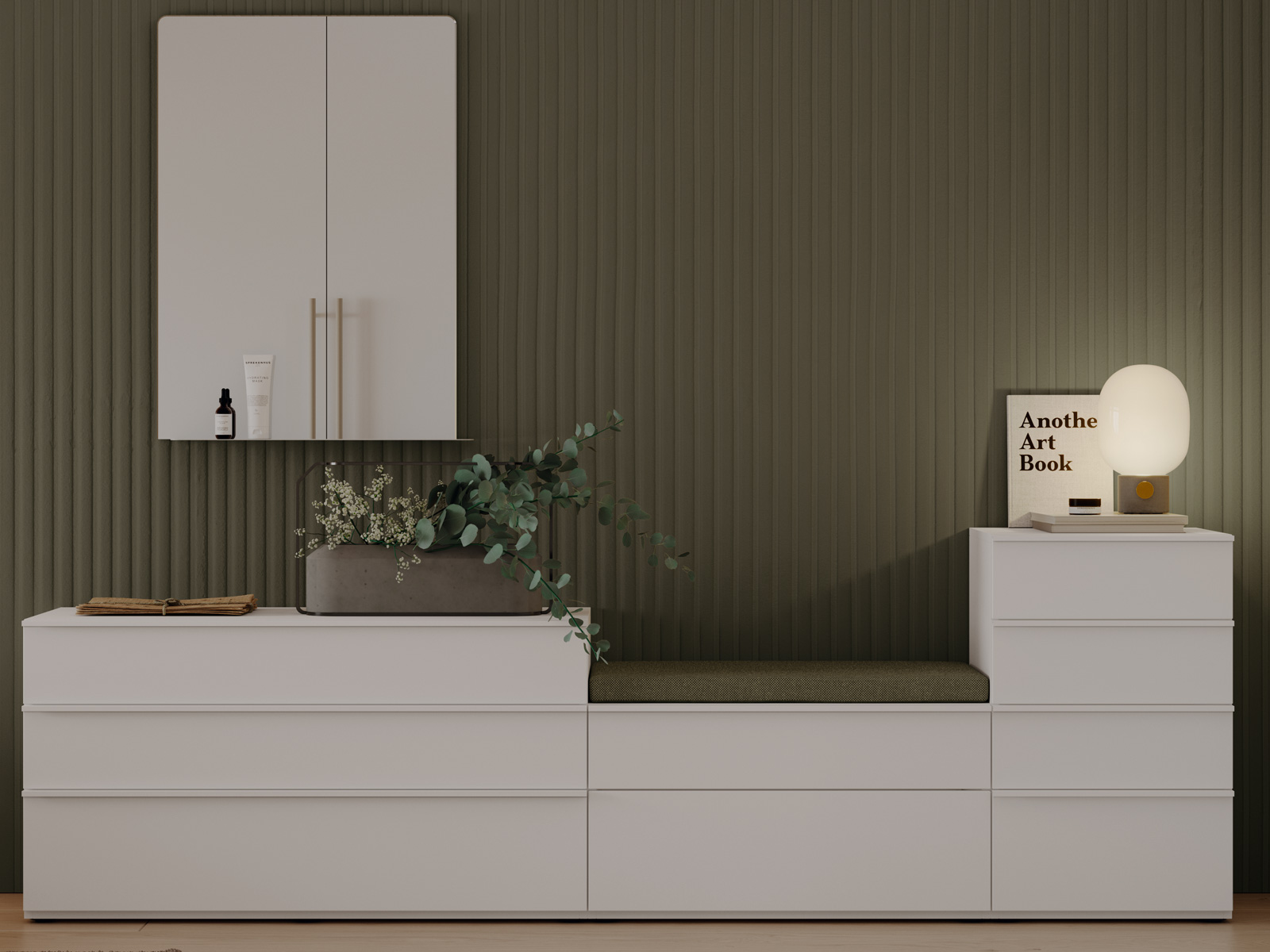 Dormitorio matrimonio moderno en Cartagena, cabezal tapizado diseño moderno en Murcia, mesita noche con cajones, Sinfonier moderno en Murcia, cama dormitorio principal con almacenaje, cómoda moderna en Cartagena, armario vestidor a medida en Murcia, armario puertas correderas en Cartagena, dormitorio diseño industrial.