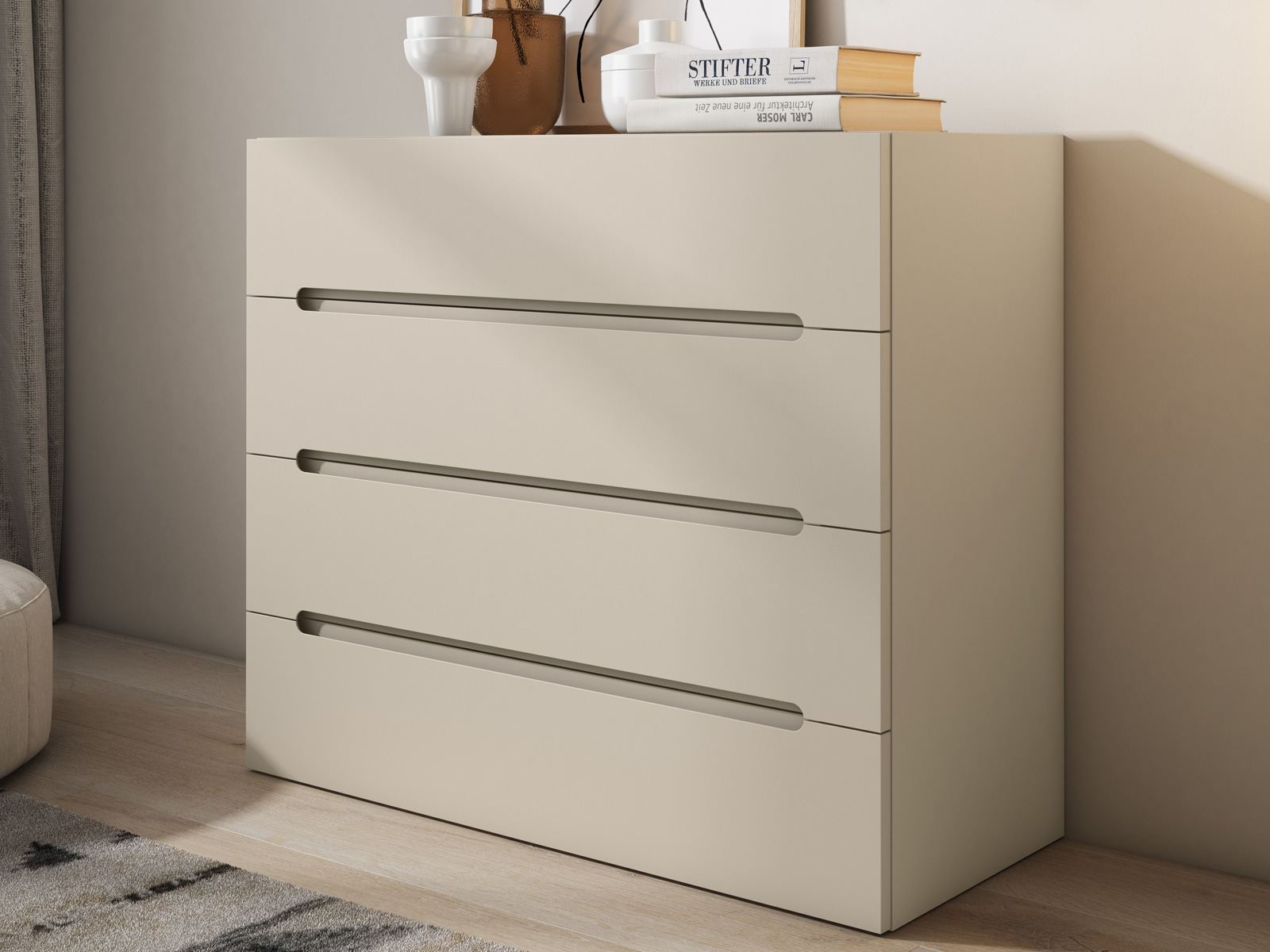 Dormitorio matrimonio moderno en Cartagena, cabezal tapizado diseño moderno en Murcia, mesita noche con cajones, Sinfonier moderno en Murcia, cama dormitorio principal con almacenaje, cómoda moderna en Cartagena, armario vestidor a medida en Murcia, armario puertas correderas en Cartagena, dormitorio diseño industrial.